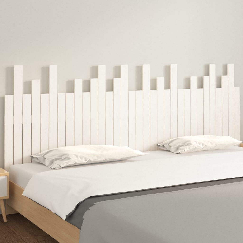 Wall Headboard White 204x3x80 cm Solid Wood Pine