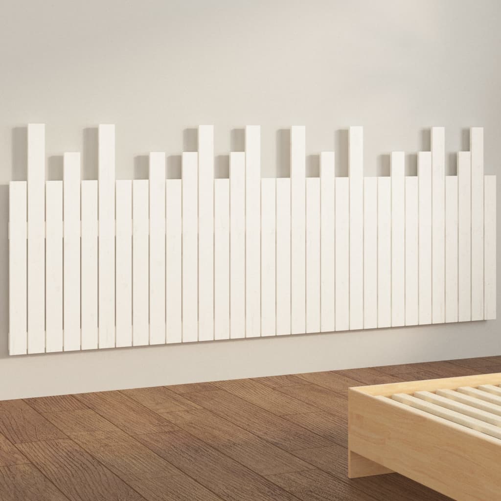 Wall Headboard White 204x3x80 cm Solid Wood Pine