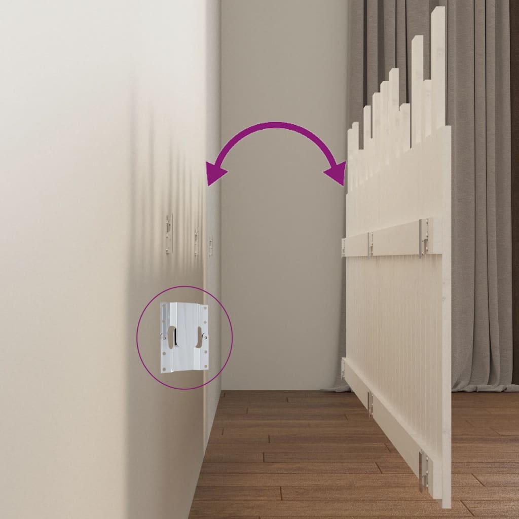 Wall Headboard White 204x3x80 cm Solid Wood Pine