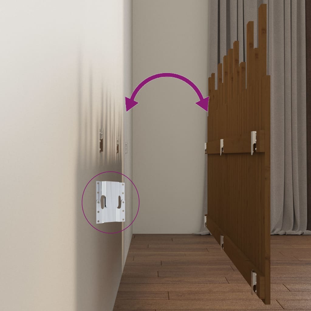 Wall Headboard Honey Brown 204x3x80 cm Solid Wood Pine