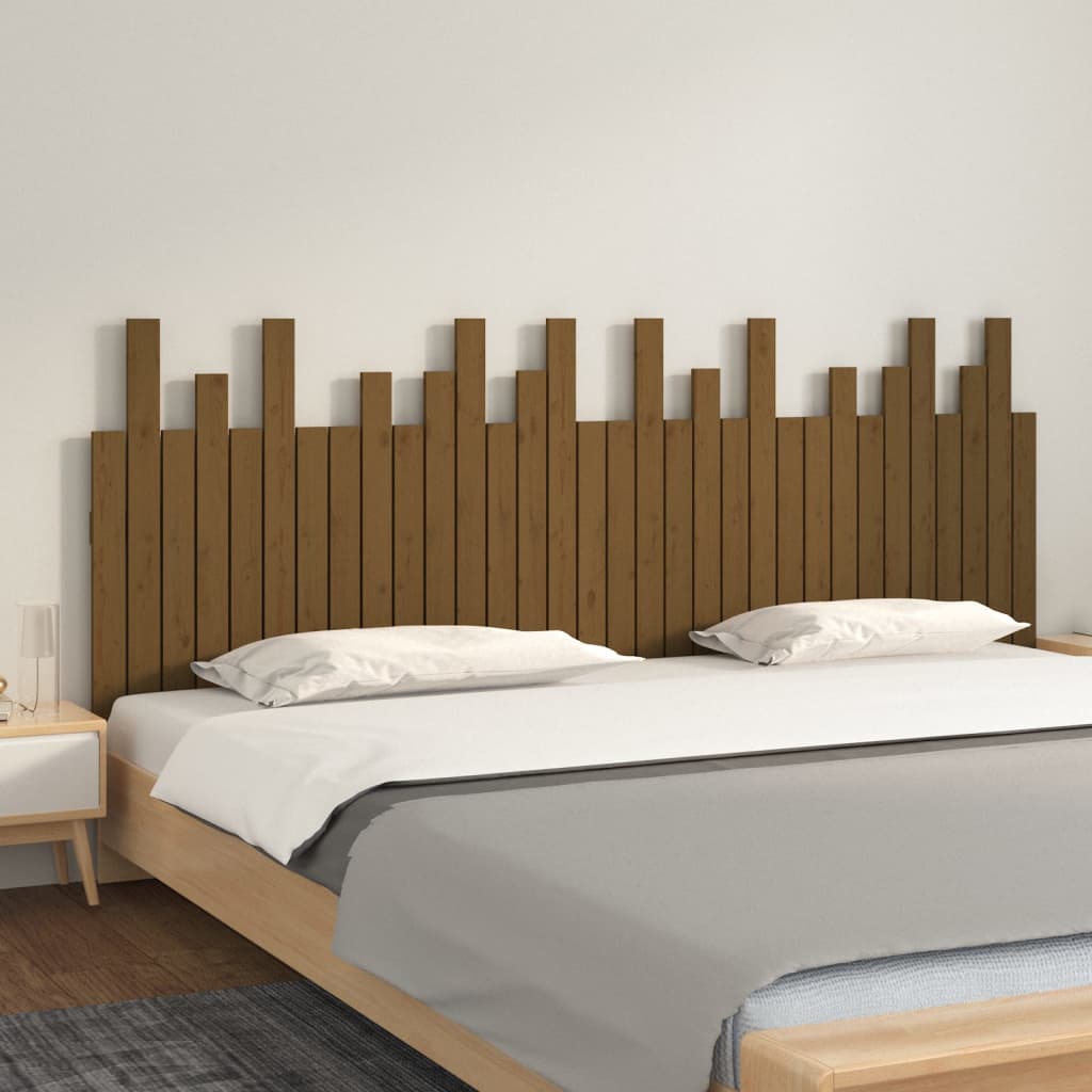 Wall Headboard Honey Brown 204x3x80 cm Solid Wood Pine