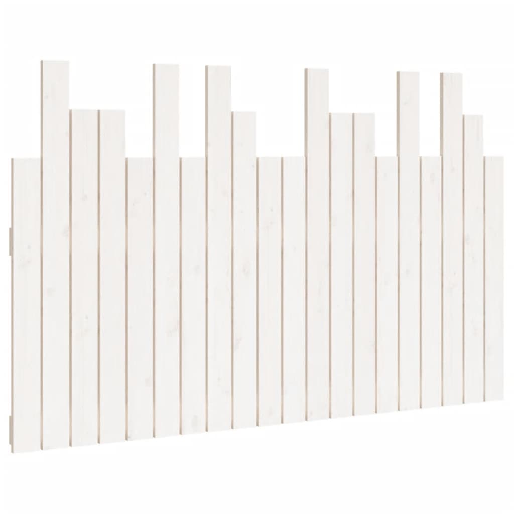 Wall Headboard White 127.5x3x80 cm Solid Wood Pine
