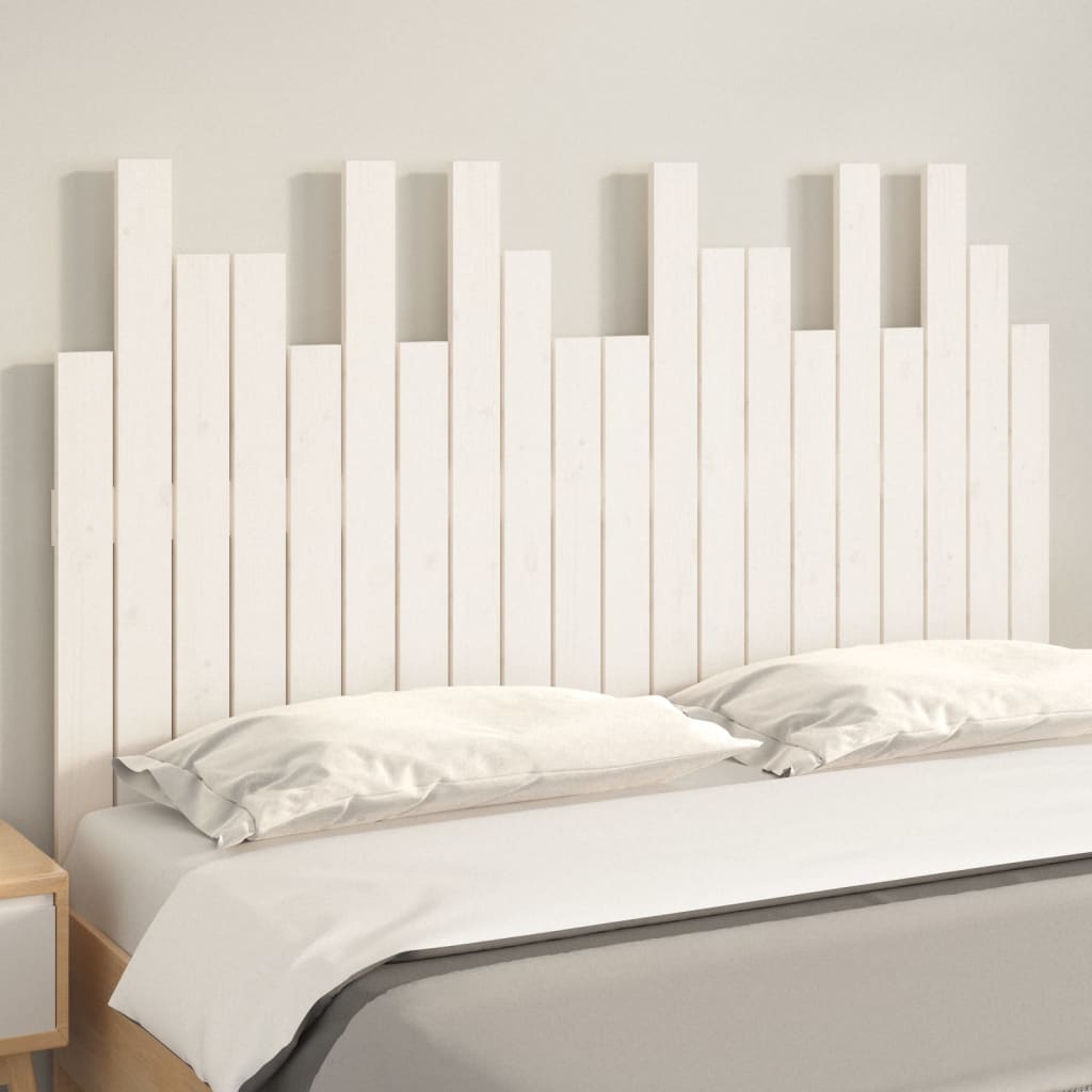Wall Headboard White 127.5x3x80 cm Solid Wood Pine