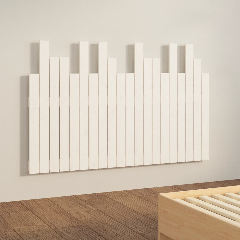 Wall Headboard White 127.5x3x80 cm Solid Wood Pine