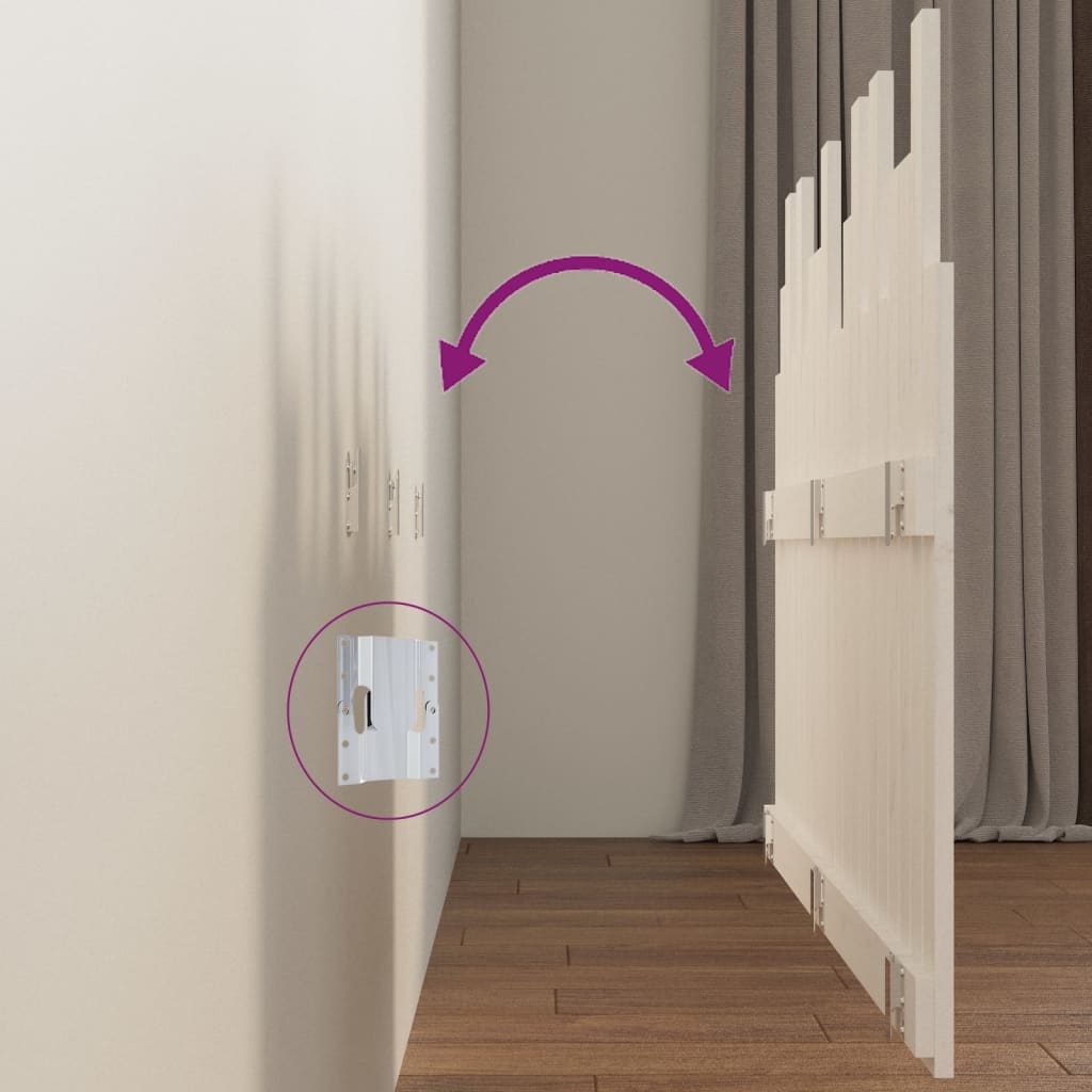 Wall Headboard White 127.5x3x80 cm Solid Wood Pine