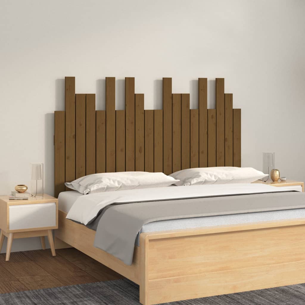 Wall Headboard Honey Brown 127.5x3x80 cm Solid Wood Pine