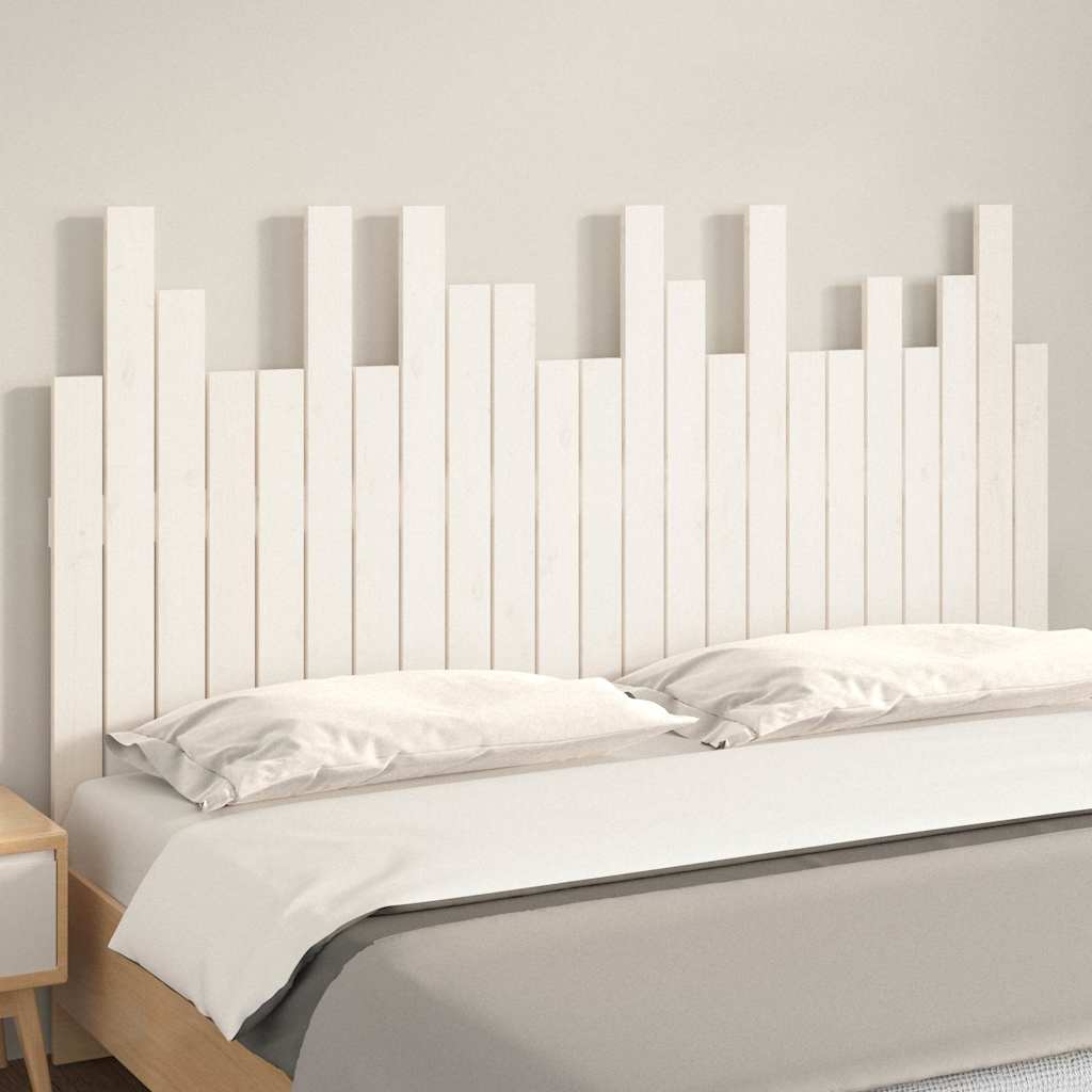 Wall Headboard White 146.5x3x80 cm Solid Wood Pine