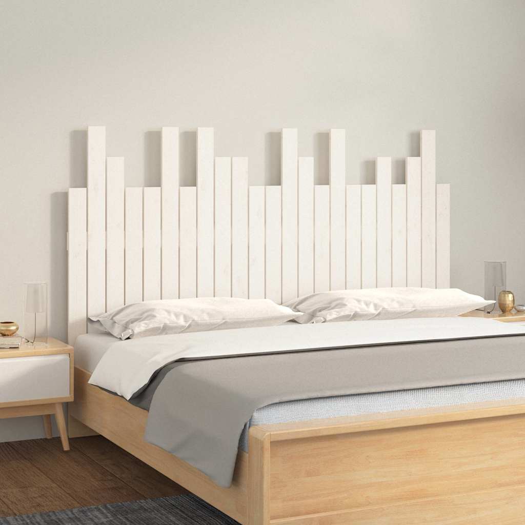 Wall Headboard White 146.5x3x80 cm Solid Wood Pine