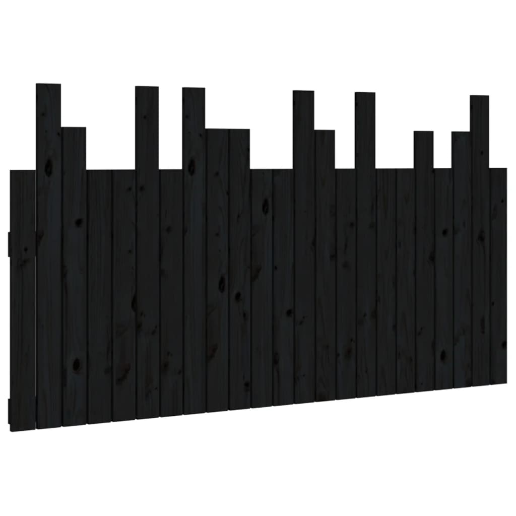 Wall Headboard Black 146.5x3x80 cm Solid Wood Pine