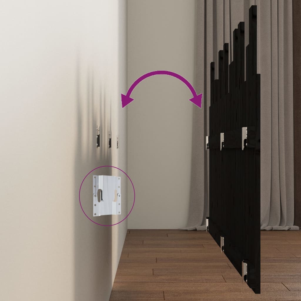 Wall Headboard Black 146.5x3x80 cm Solid Wood Pine