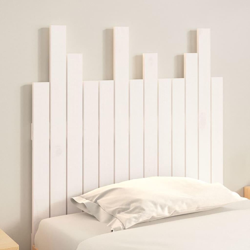 Wall Headboard White 82.5x3x80 cm Solid Wood Pine