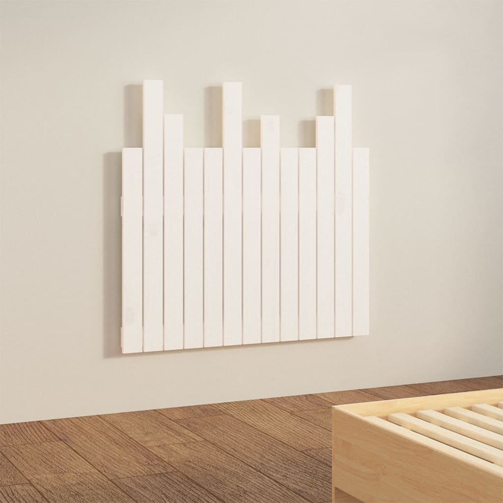 Wall Headboard White 82.5x3x80 cm Solid Wood Pine