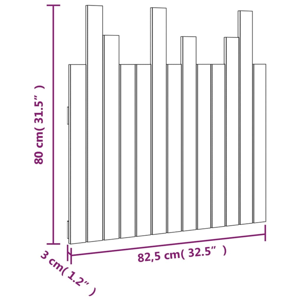 Wall Headboard White 82.5x3x80 cm Solid Wood Pine