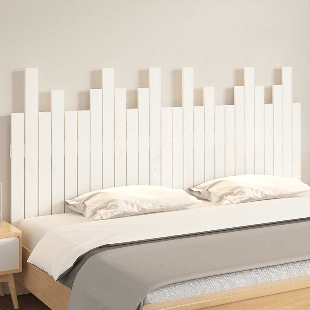 Wall Headboard White 166x3x80 cm Solid Wood Pine