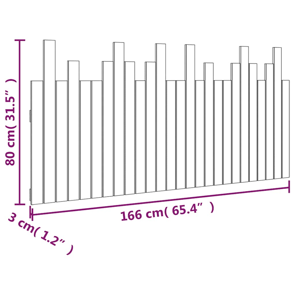 Wall Headboard White 166x3x80 cm Solid Wood Pine