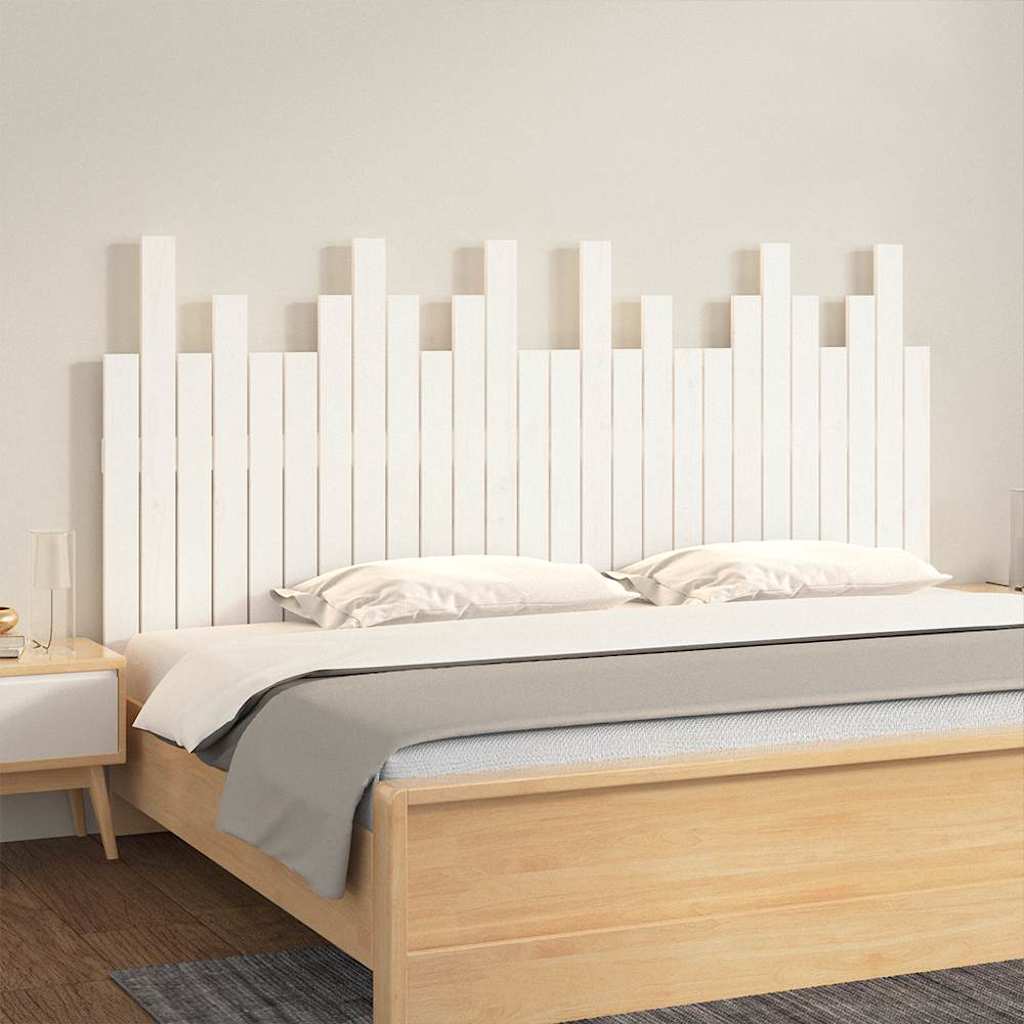 Wall Headboard White 166x3x80 cm Solid Wood Pine