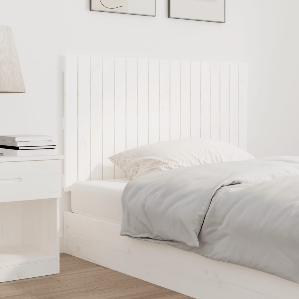 Wall Headboard White 108x3x60 cm Solid Wood Pine