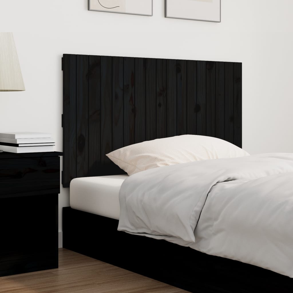 Wall Headboard Black 108x3x60 cm Solid Wood Pine