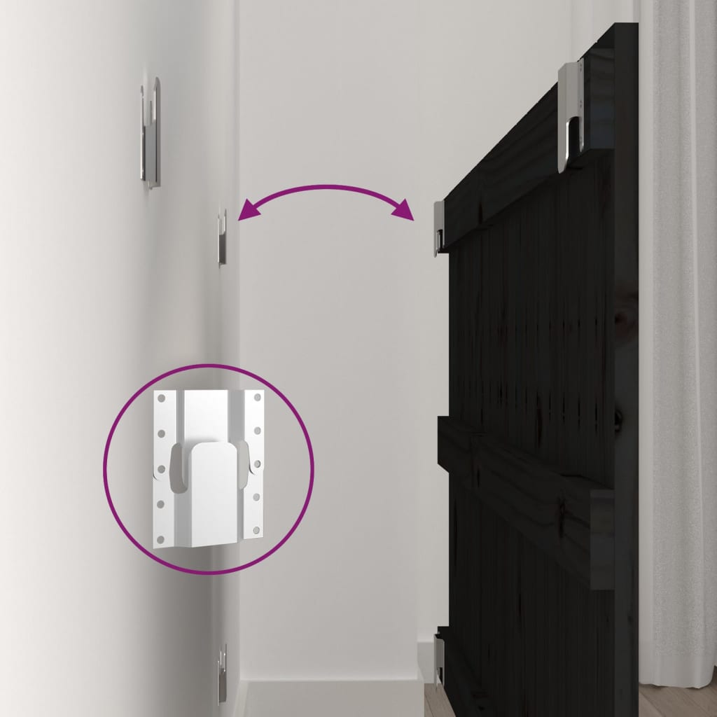 Wall Headboard Black 108x3x60 cm Solid Wood Pine