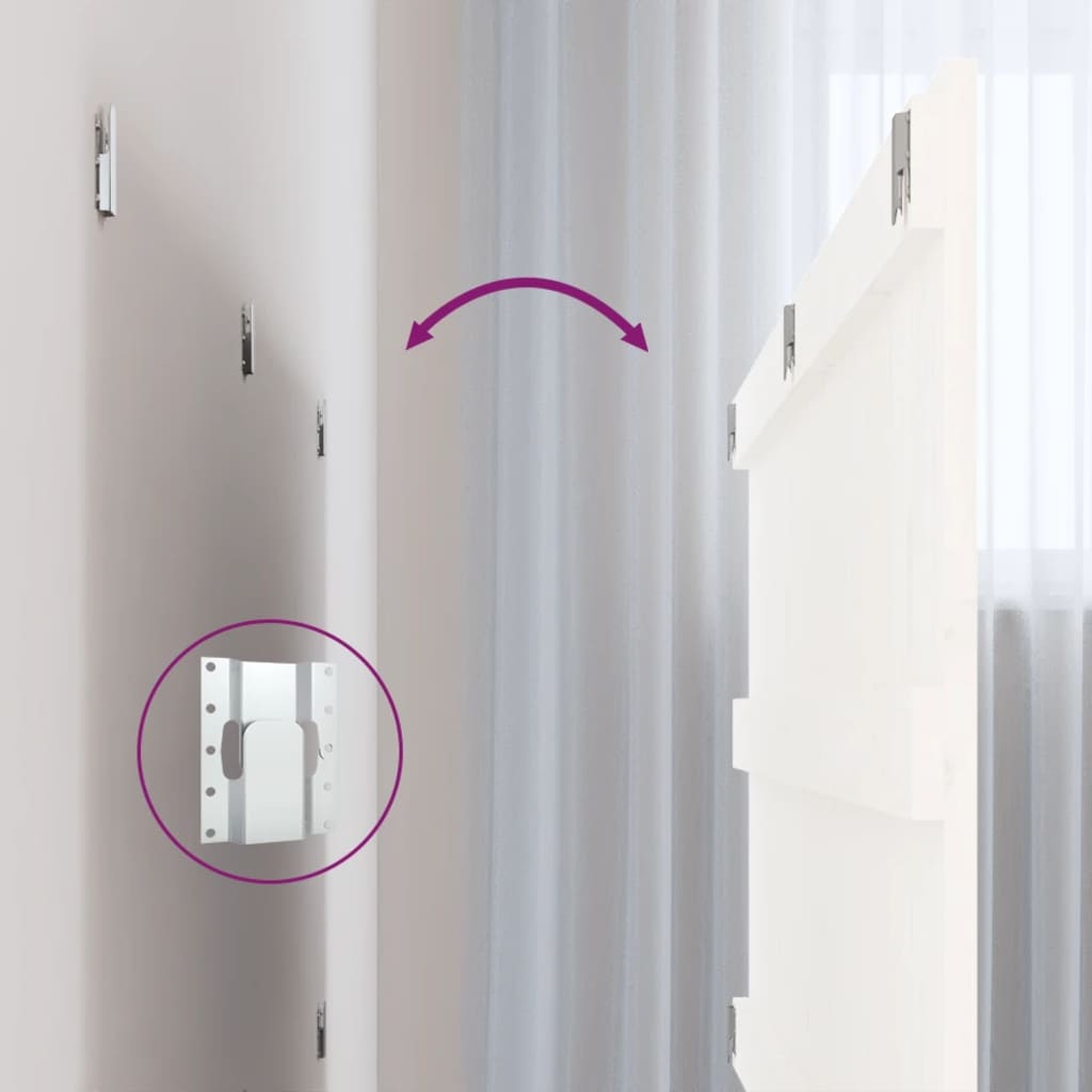 Wall Headboard White 204x3x60 cm Solid Wood Pine