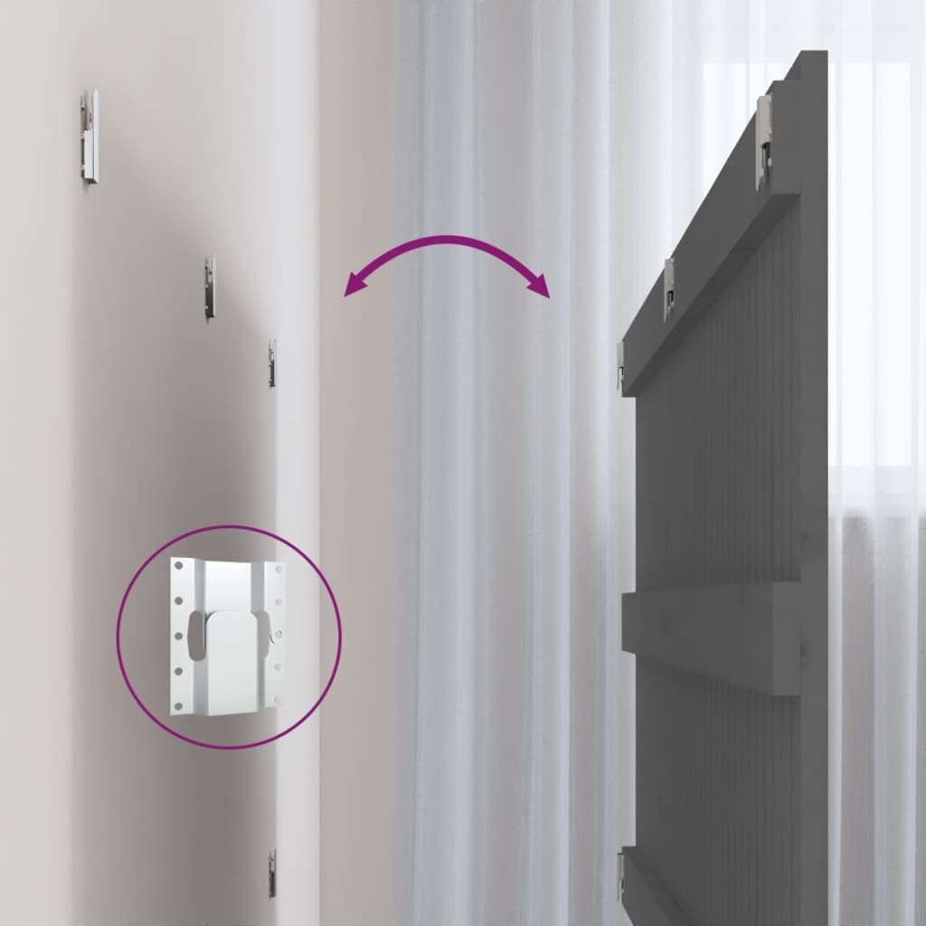 Wall Headboard Grey 204x3x60 cm Solid Wood Pine