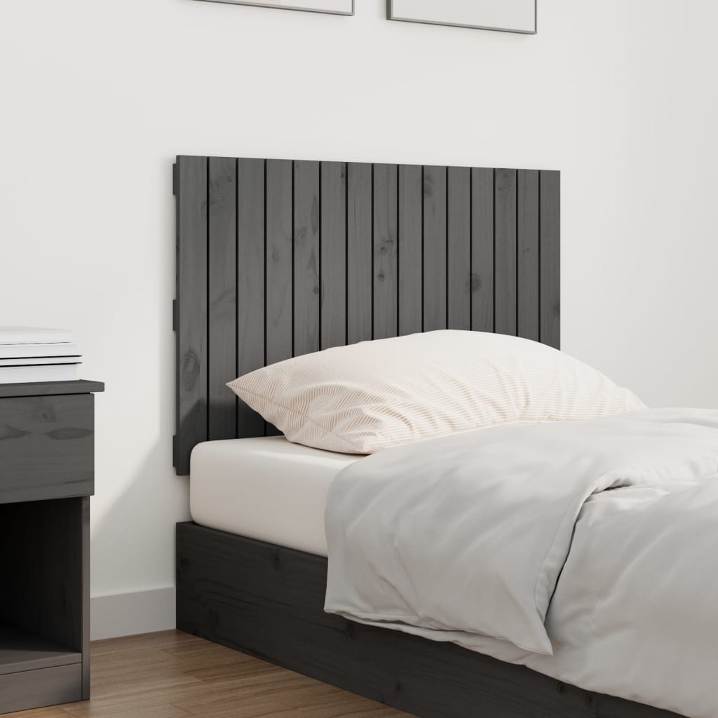 Wall Headboard Grey 95.5x3x60 cm Solid Wood Pine