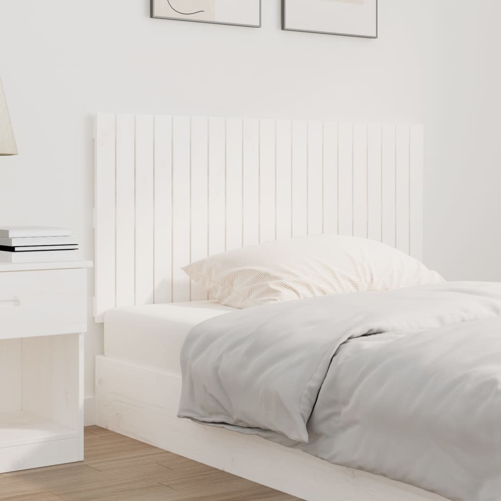 Wall Headboard White 127.5x3x60 cm Solid Wood Pine