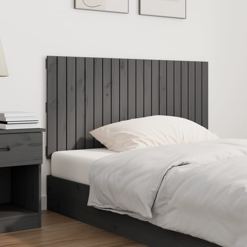 Wall Headboard Grey 127.5x3x60 cm Solid Wood Pine