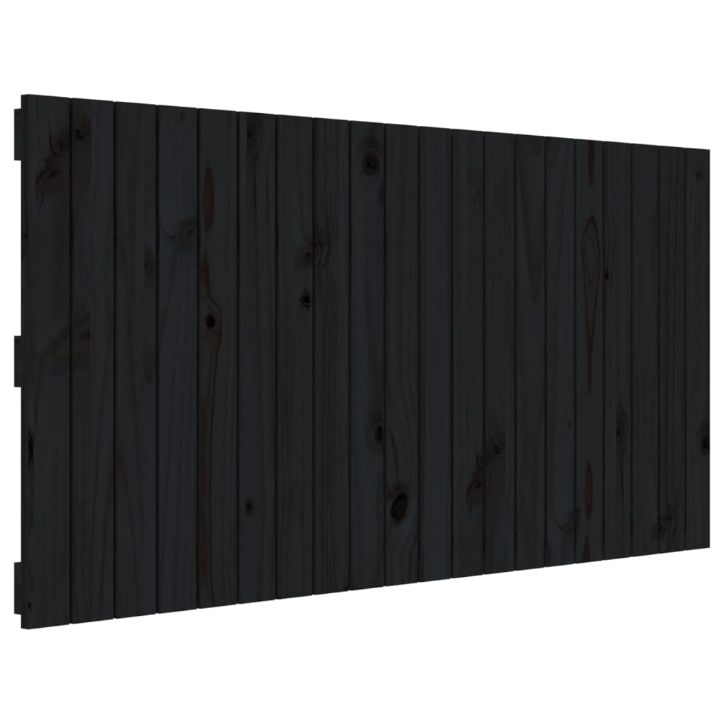 Wall Headboard Black 127.5x3x60 cm Solid Wood Pine