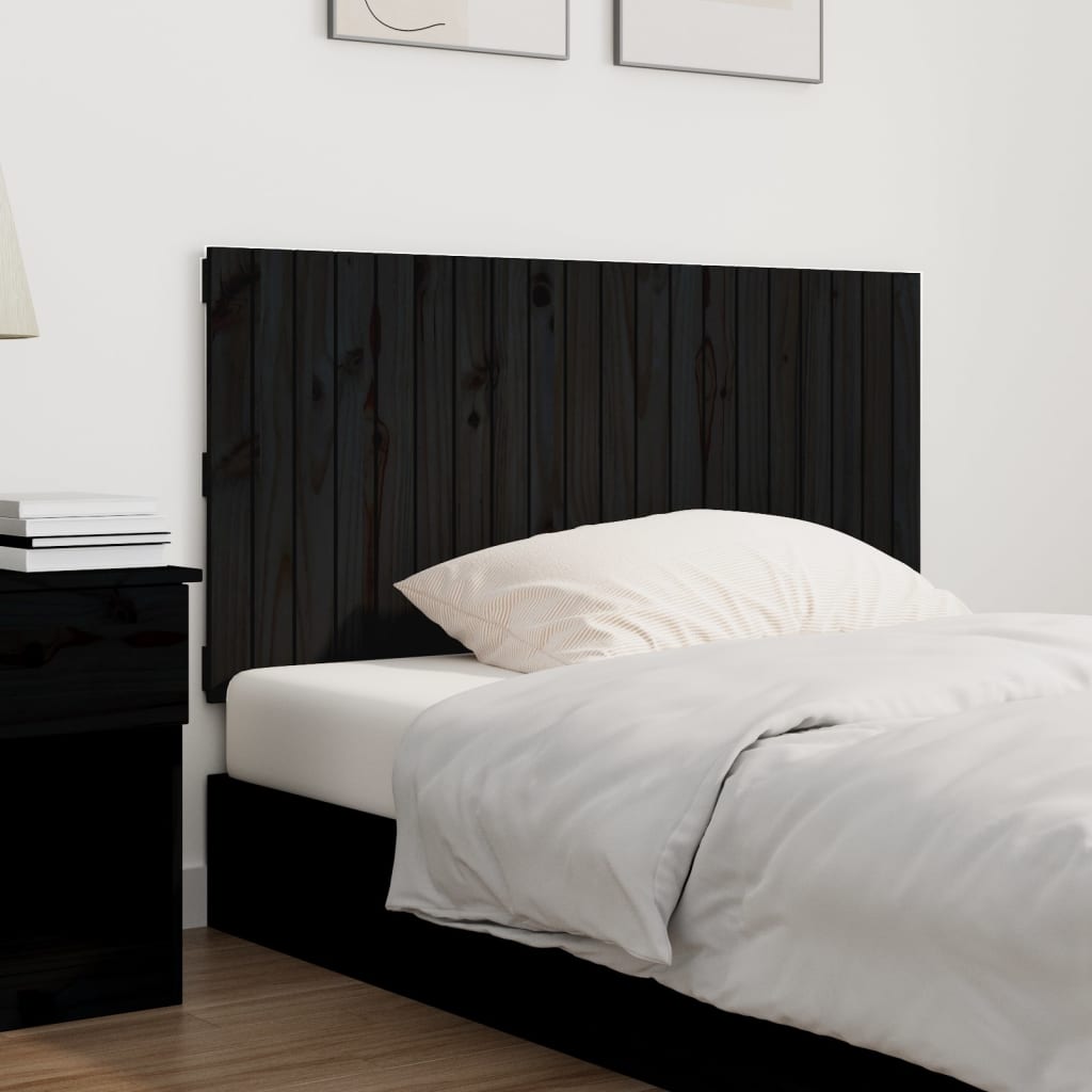Wall Headboard Black 127.5x3x60 cm Solid Wood Pine