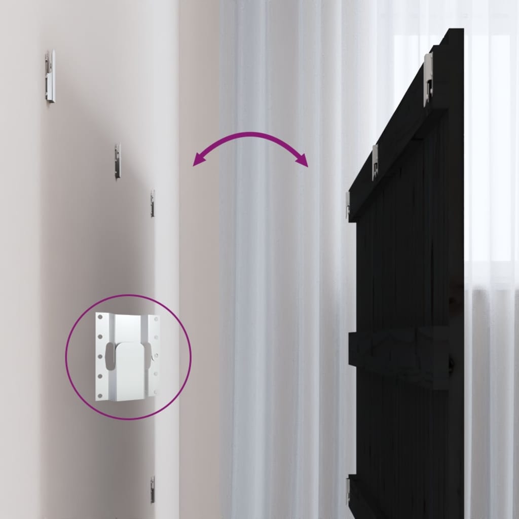 Wall Headboard Black 127.5x3x60 cm Solid Wood Pine