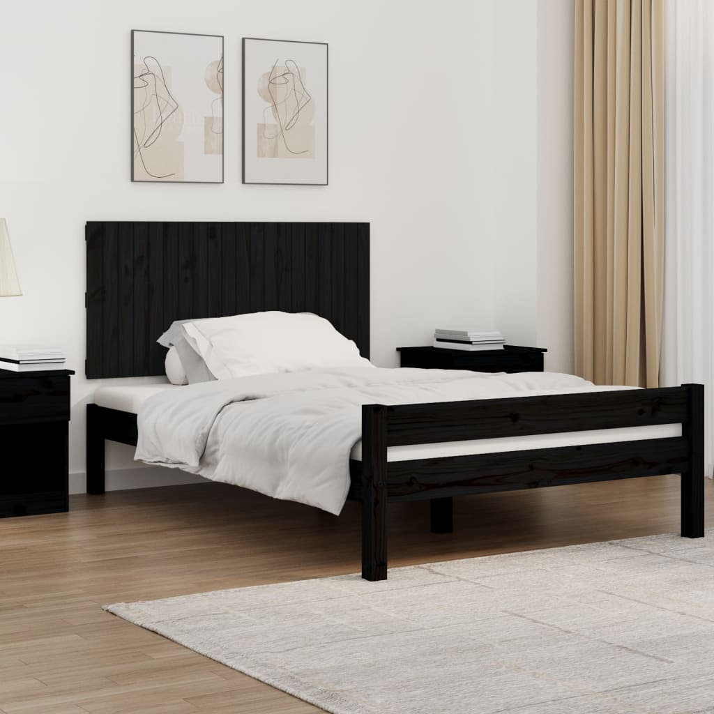 Wall Headboard Black 127.5x3x60 cm Solid Wood Pine