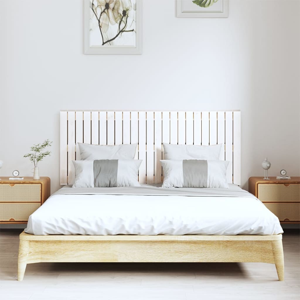 Wall Headboard White 147x3x60 cm Solid Wood Pine