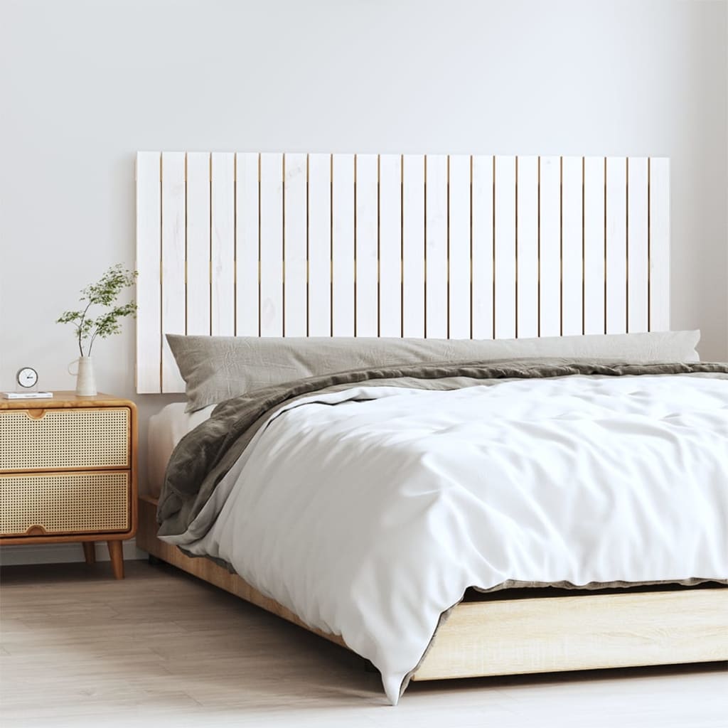 Wall Headboard White 147x3x60 cm Solid Wood Pine