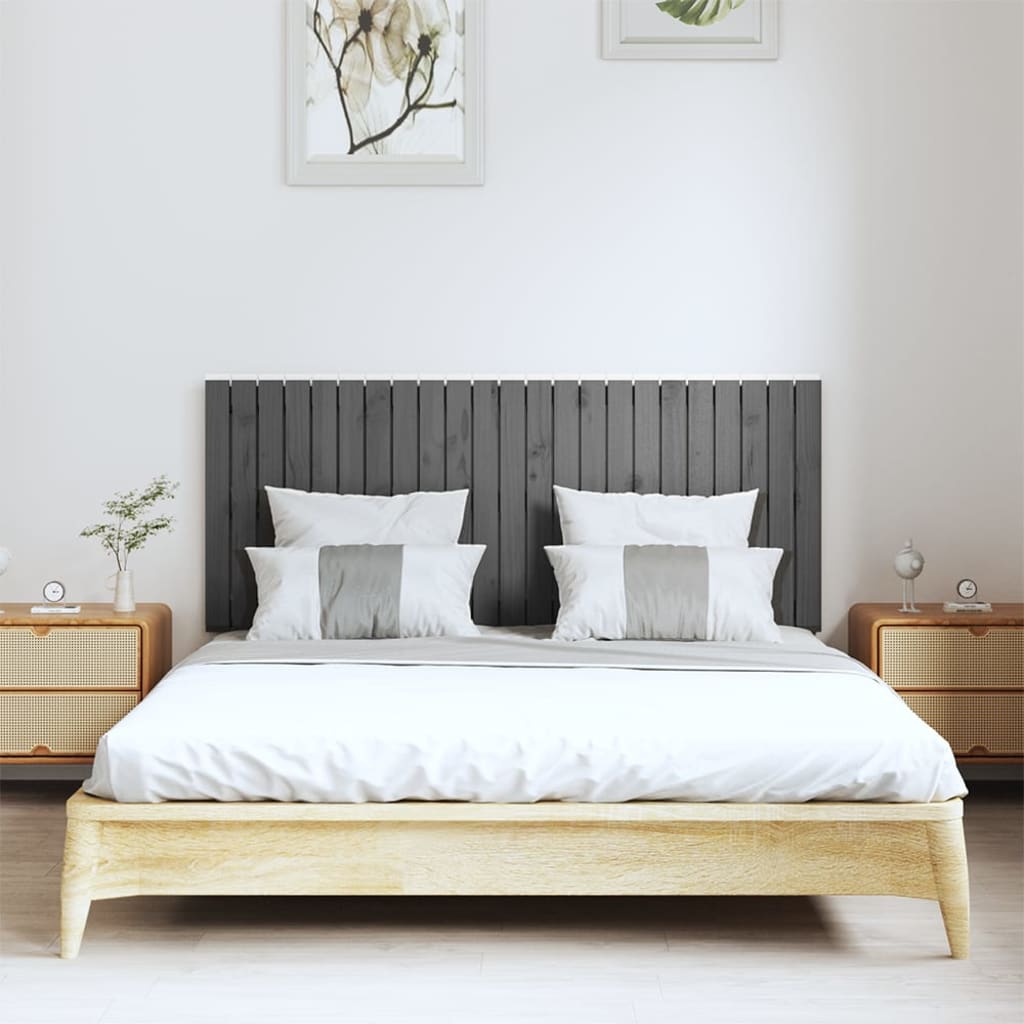 Wall Headboard Grey 147x3x60 cm Solid Wood Pine