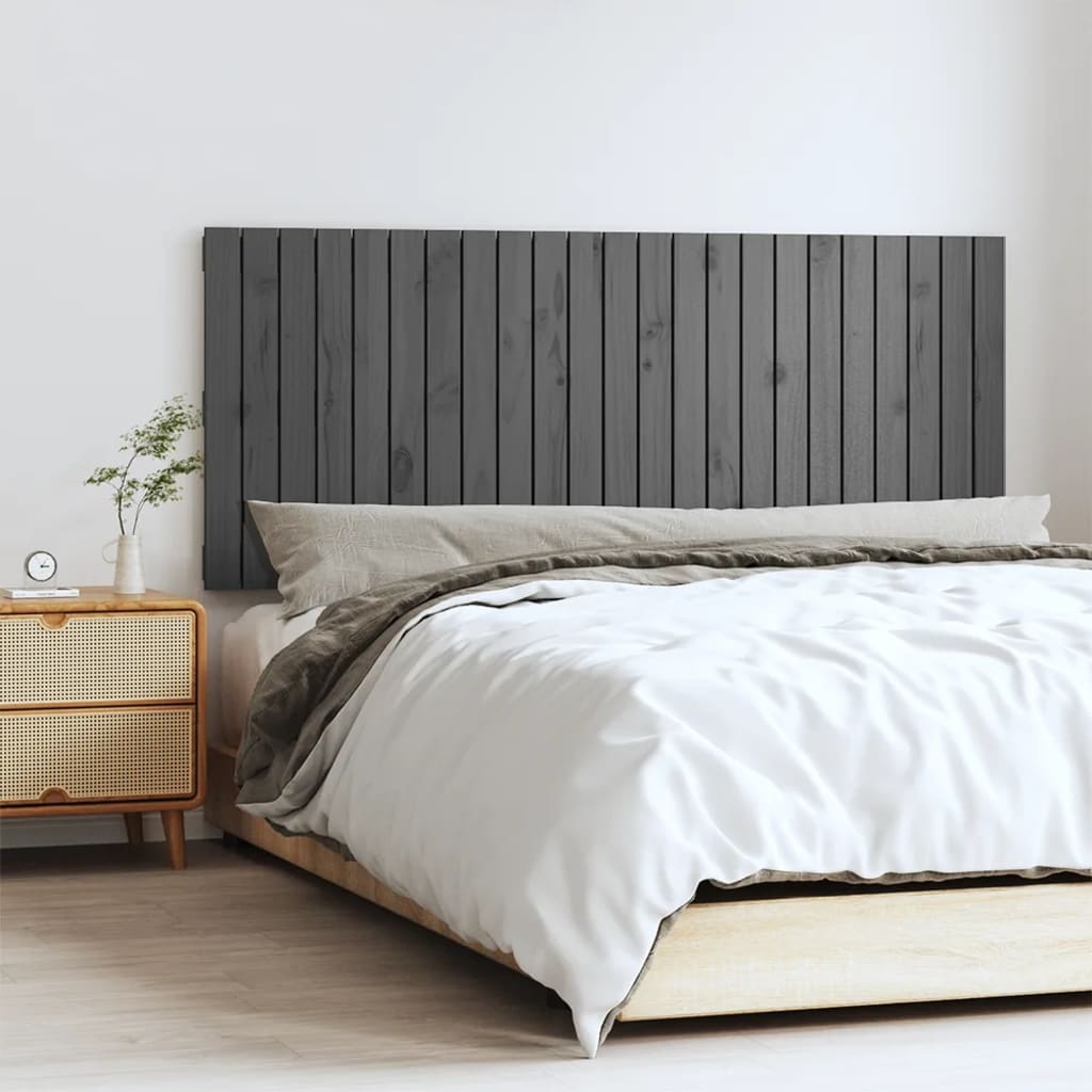Wall Headboard Grey 147x3x60 cm Solid Wood Pine