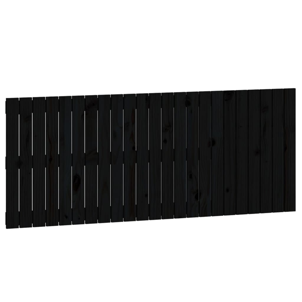 Wall Headboard Black 147x3x60 cm Solid Wood Pine