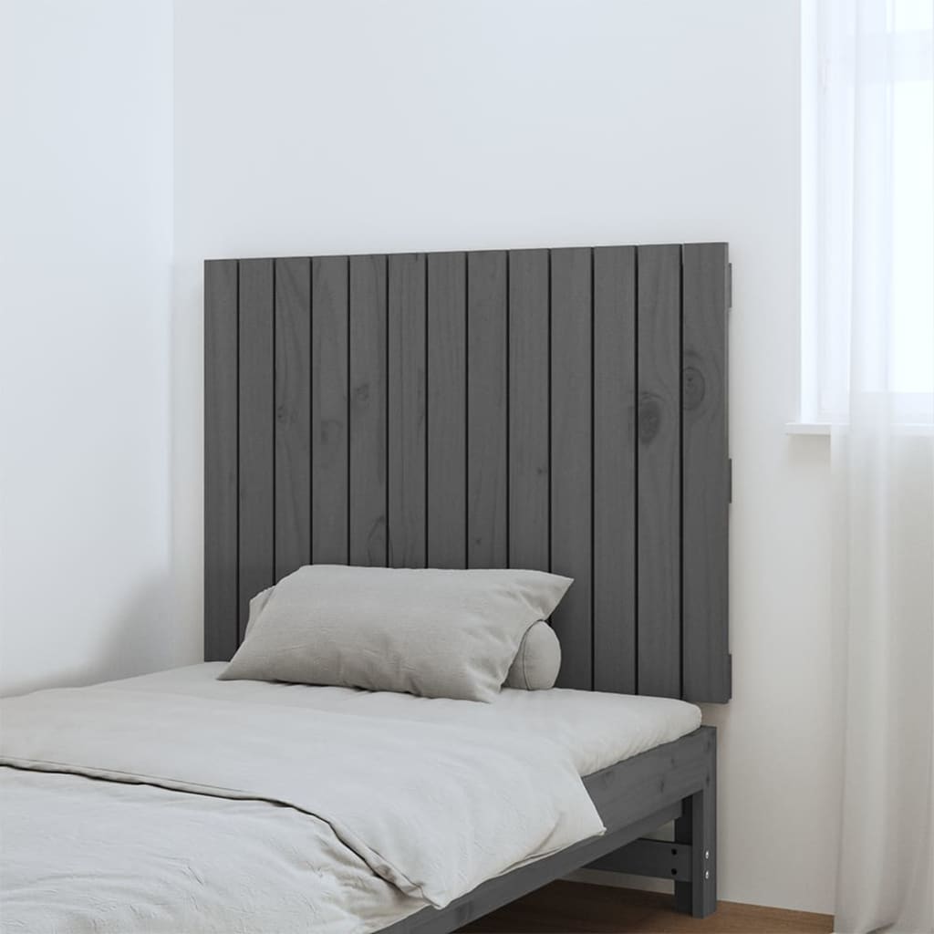 Wall Headboard Grey 82.5x3x60 cm Solid Wood Pine