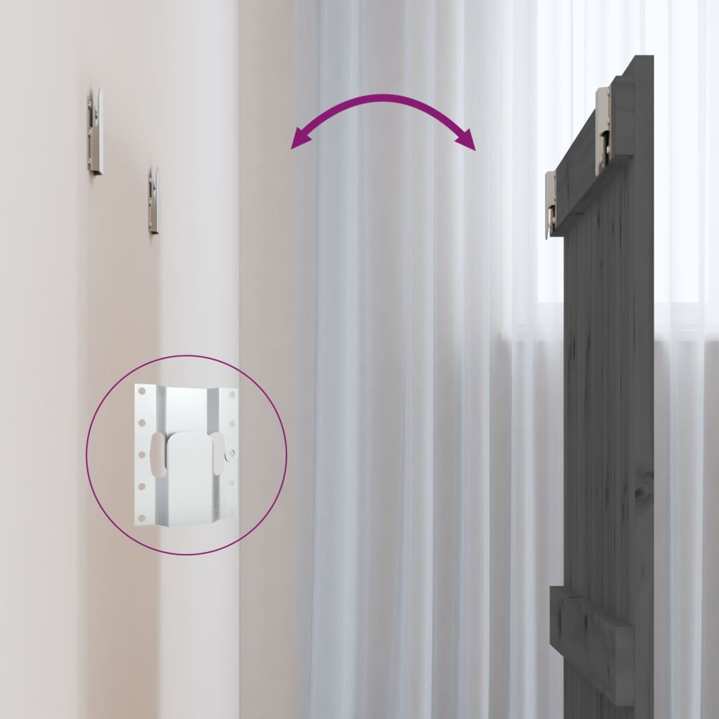 Wall Headboard Grey 82.5x3x60 cm Solid Wood Pine