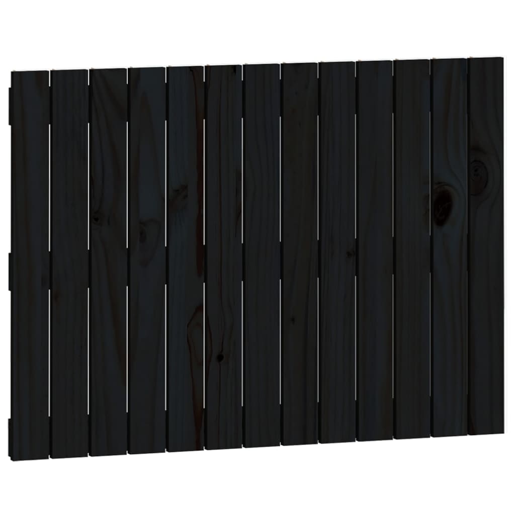 Wall Headboard Black 82.5x3x60 cm Solid Wood Pine