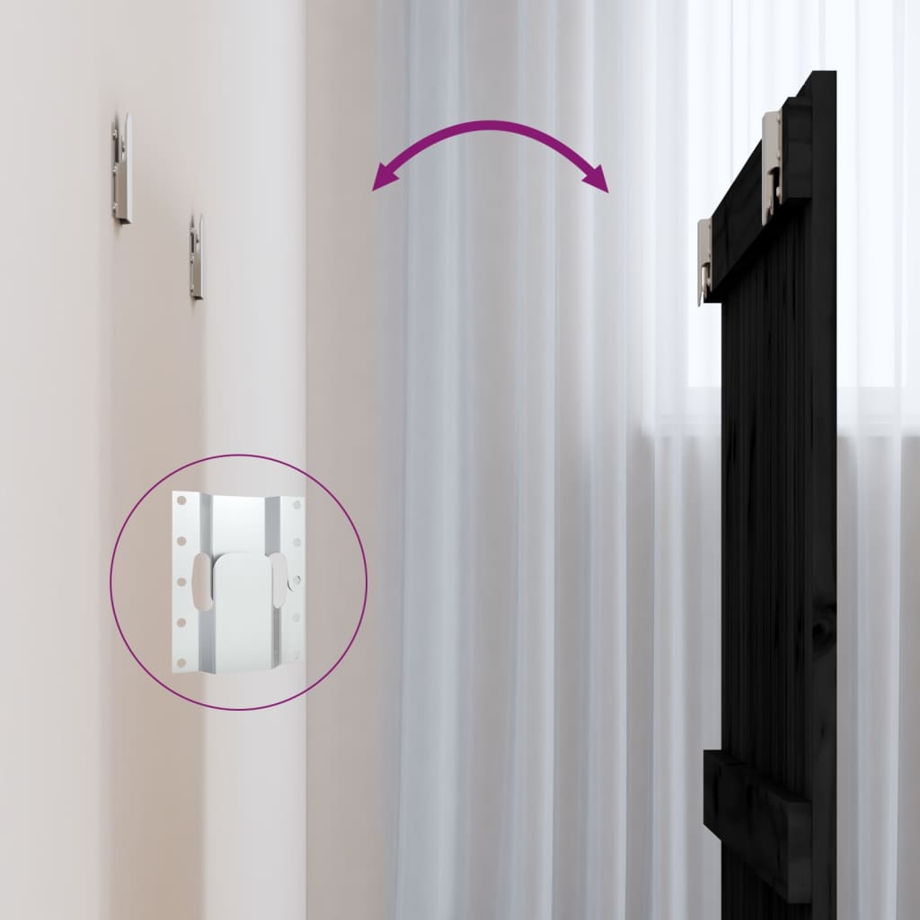 Wall Headboard Black 82.5x3x60 cm Solid Wood Pine