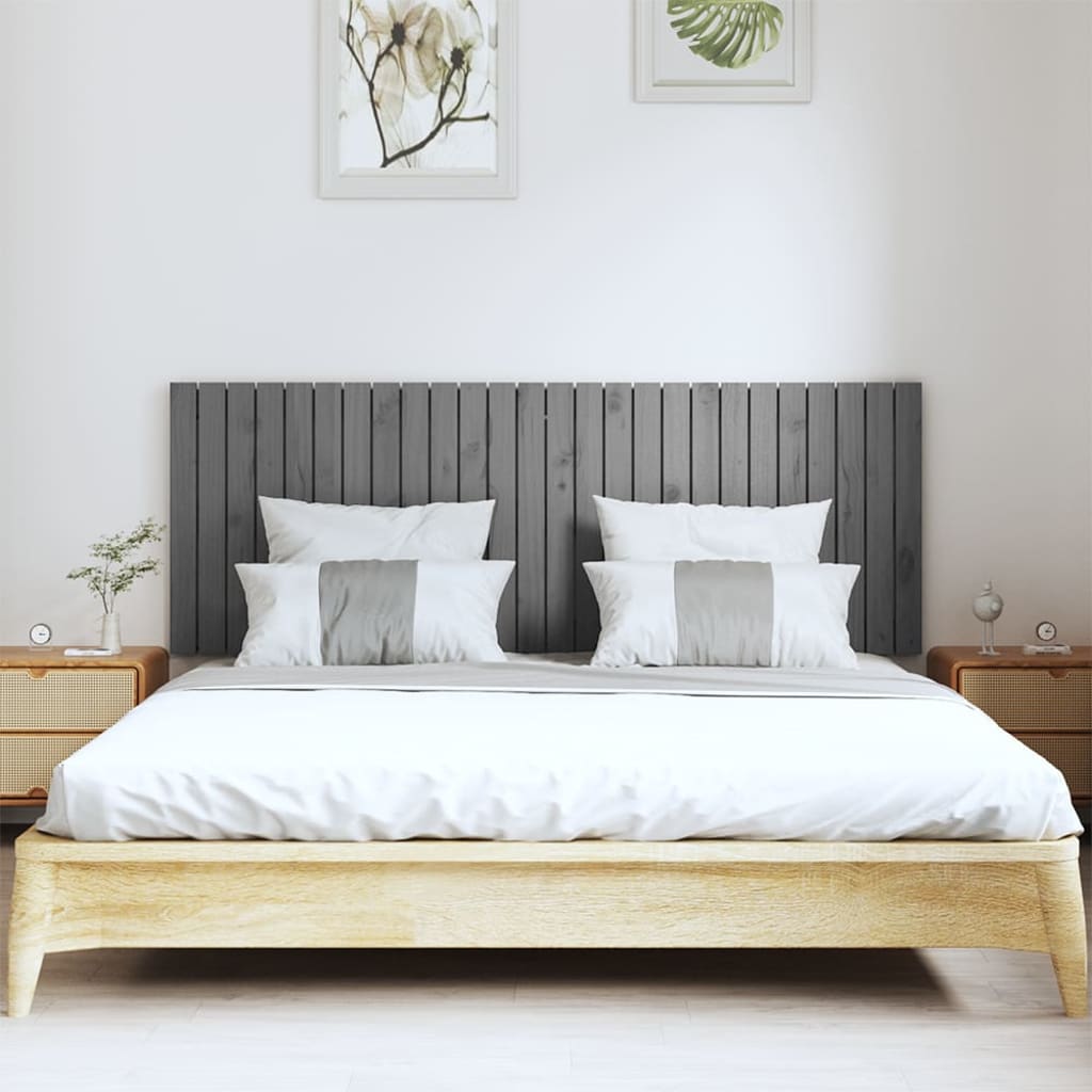 Wall Headboard Grey 166x3x60 cm Solid Wood Pine