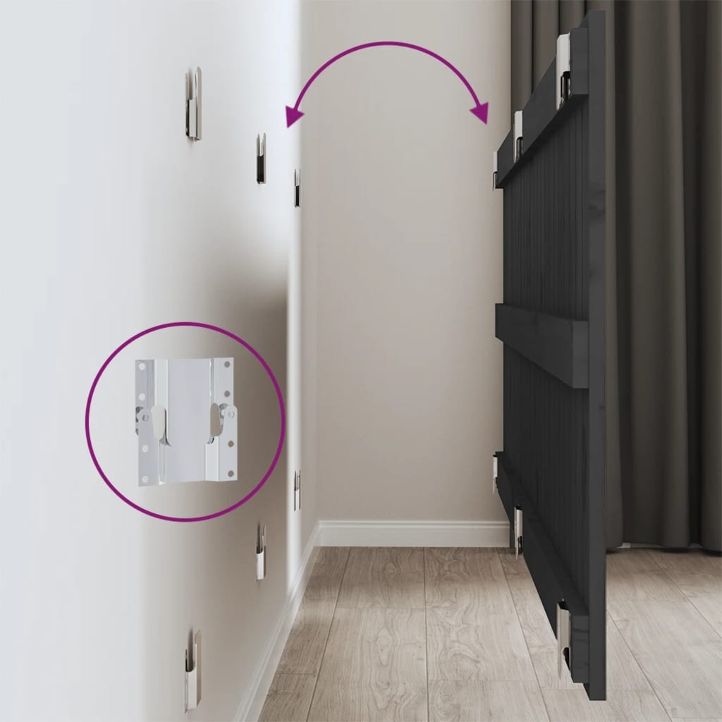 Wall Headboard Grey 166x3x60 cm Solid Wood Pine