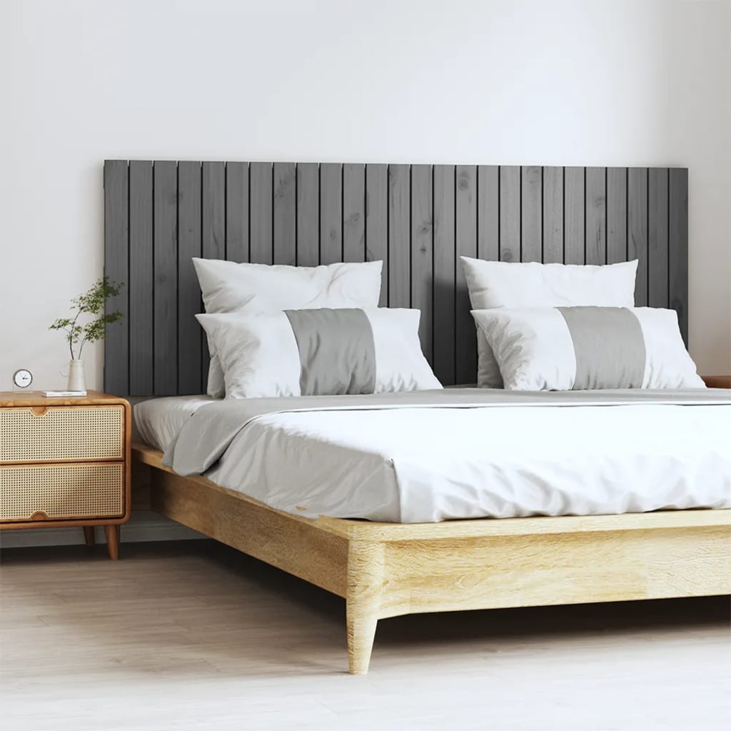 Wall Headboard Grey 166x3x60 cm Solid Wood Pine