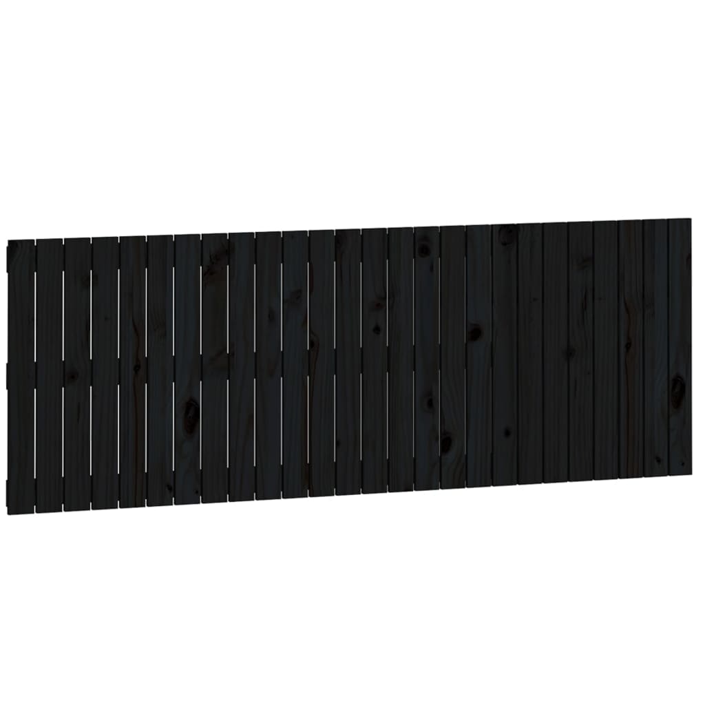 Wall Headboard Black 166x3x60 cm Solid Wood Pine
