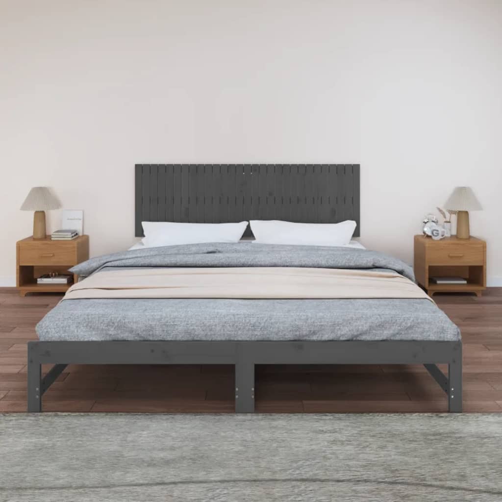 Wall Headboard Grey 185x3x60 cm Solid Wood Pine