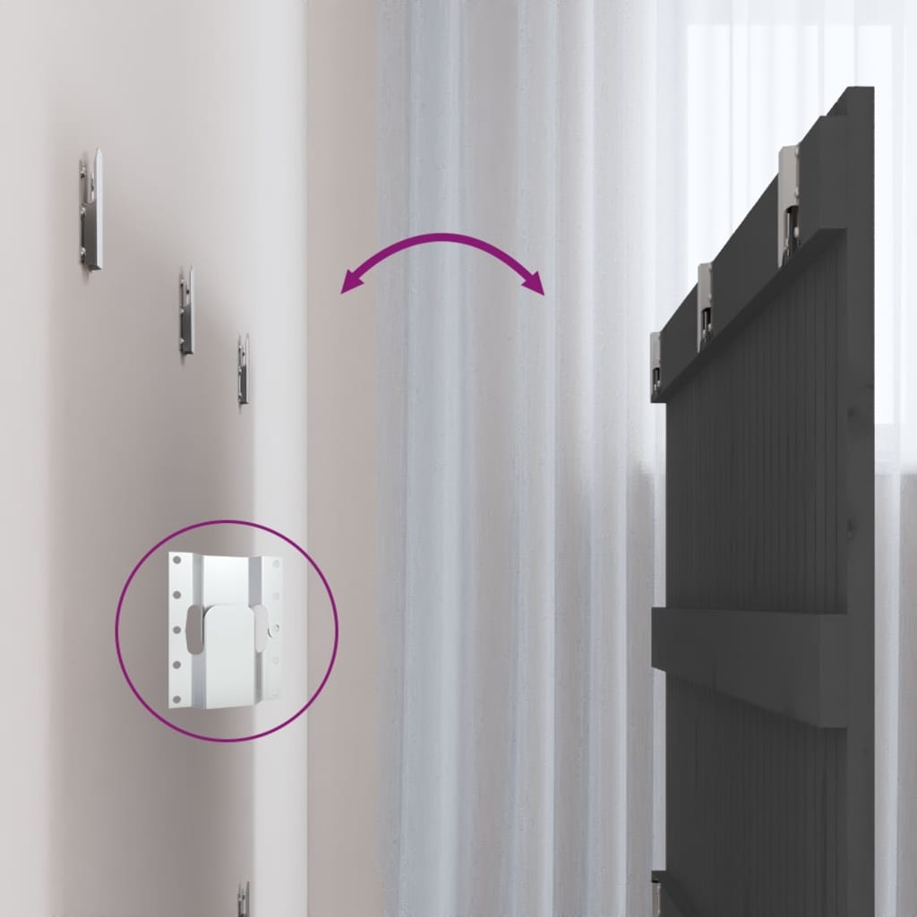 Wall Headboard Grey 185x3x60 cm Solid Wood Pine