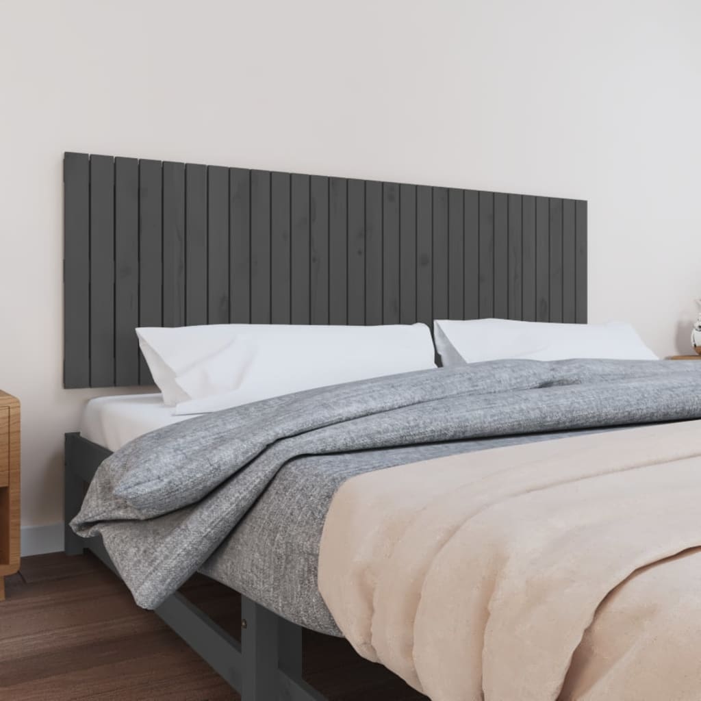 Wall Headboard Grey 185x3x60 cm Solid Wood Pine