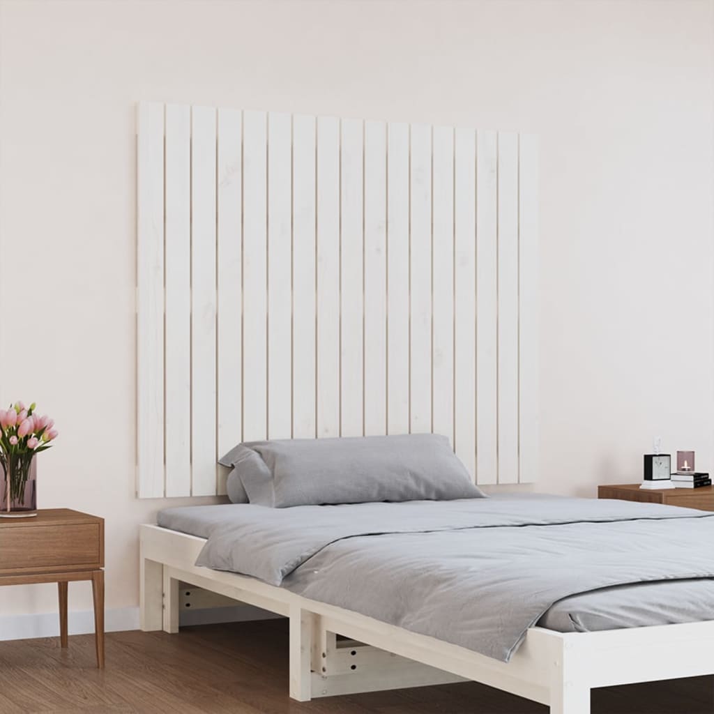 Wall Headboard White 108x3x90 cm Solid Wood Pine