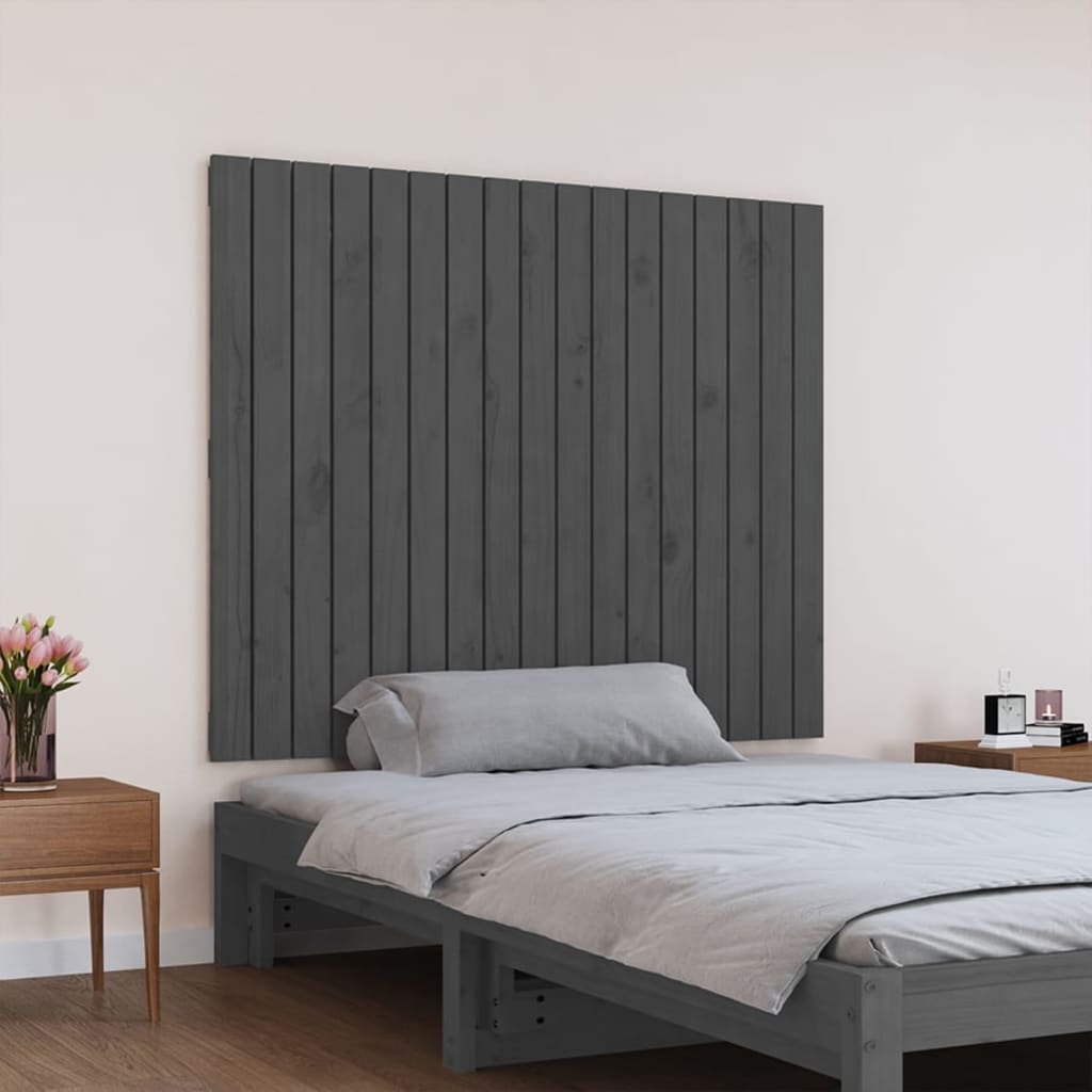 Wall Headboard Grey 108x3x90 cm Solid Wood Pine